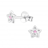 Cercei din argint stelute cu pietre roz DiAmanti DIA33215-Pink